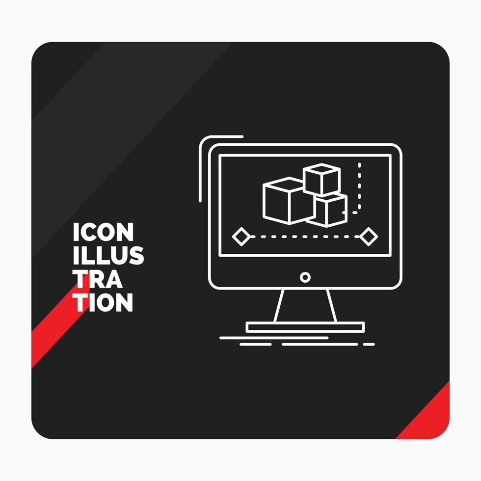 fondo de presentación creativa rojo y negro para animación. computadora. editor. monitor. icono de línea de software vector