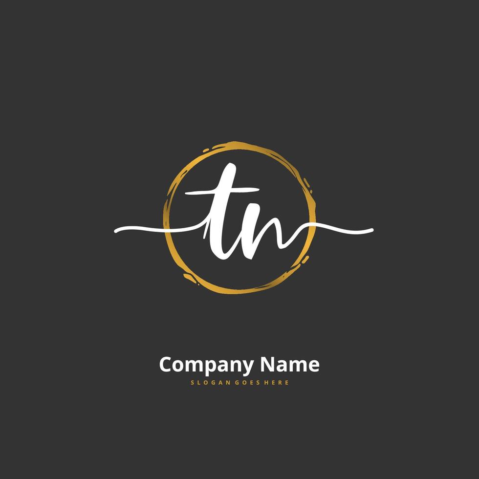 TN Initial handwriting and signature logo design with circle. Beautiful design handwritten logo for fashion, team, wedding, luxury logo. vector