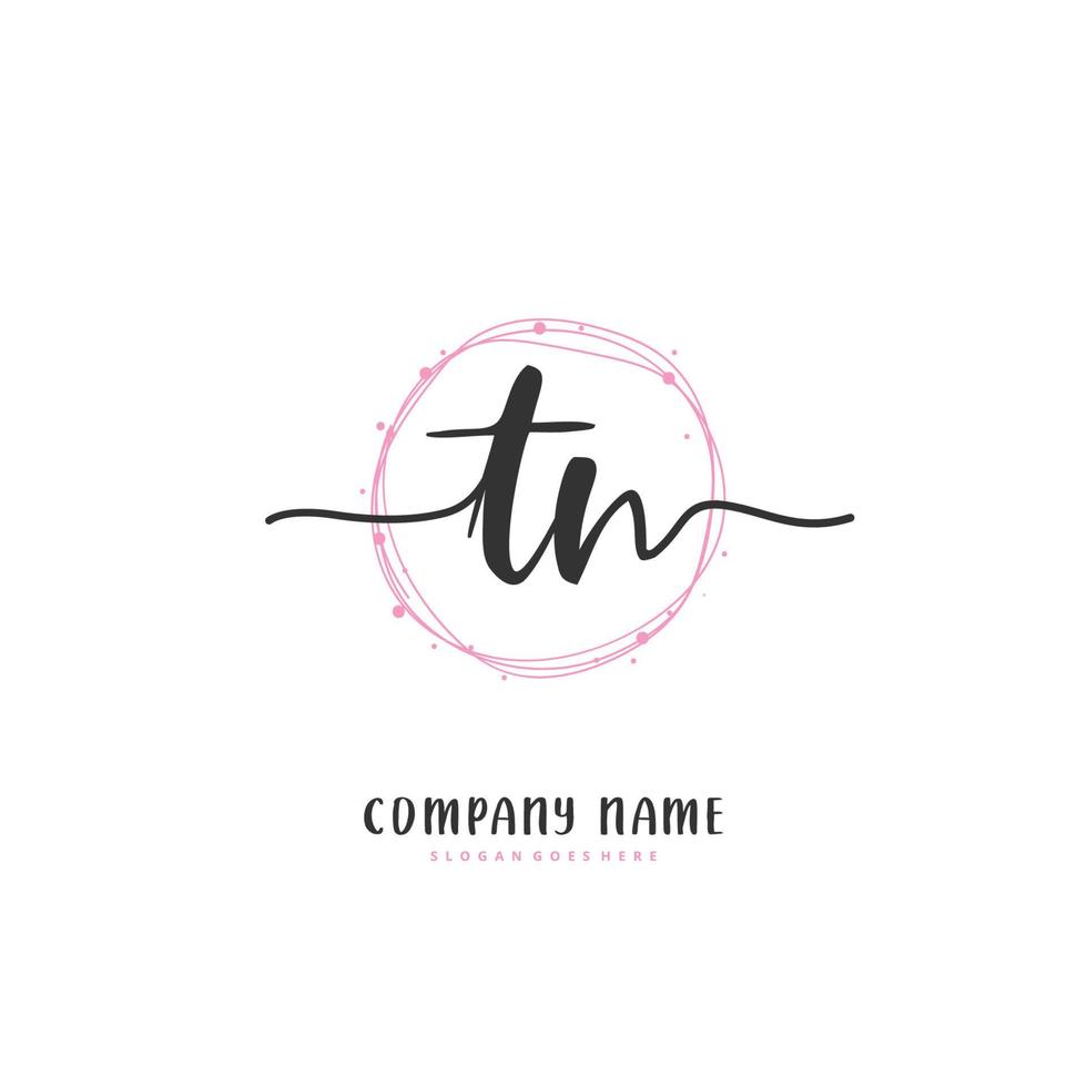 TN Initial handwriting and signature logo design with circle. Beautiful design handwritten logo for fashion, team, wedding, luxury logo. vector
