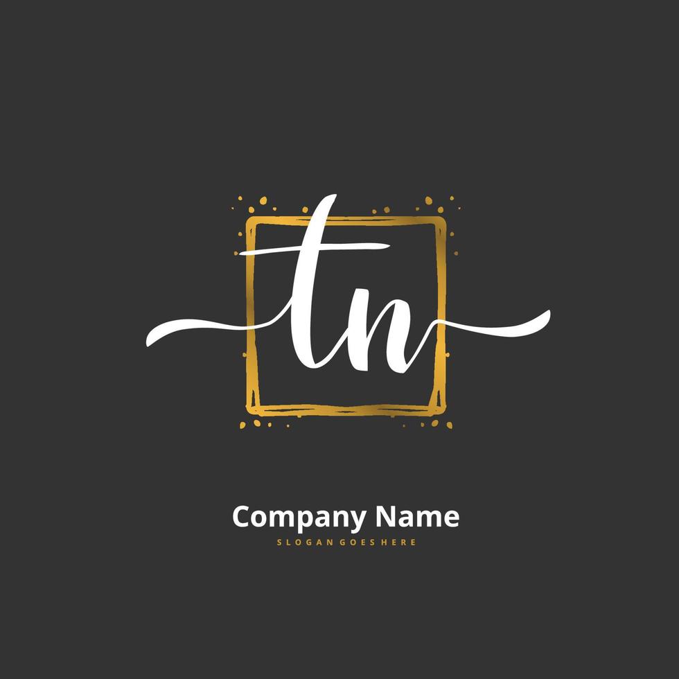 TN Initial handwriting and signature logo design with circle. Beautiful design handwritten logo for fashion, team, wedding, luxury logo. vector