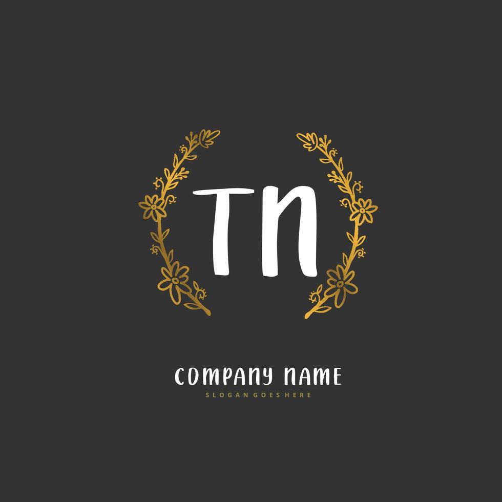 TN Initial handwriting and signature logo design with circle. Beautiful design handwritten logo for fashion, team, wedding, luxury logo. vector