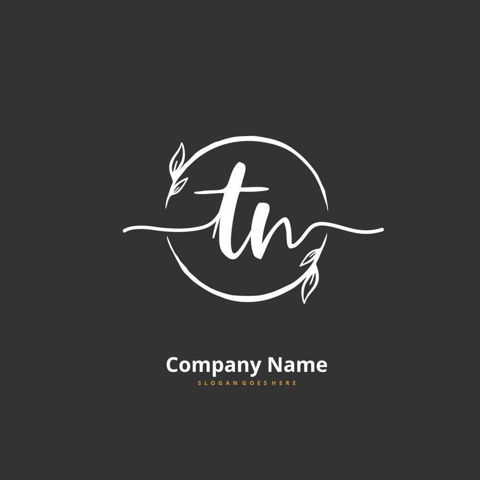 TN Initial handwriting and signature logo design with circle. Beautiful design handwritten logo for fashion, team, wedding, luxury logo. vector