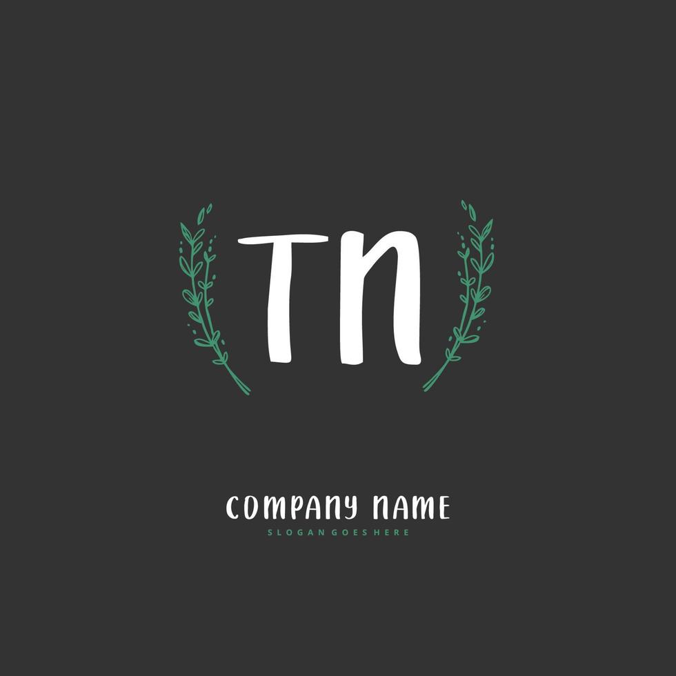 TN Initial handwriting and signature logo design with circle. Beautiful design handwritten logo for fashion, team, wedding, luxury logo. vector