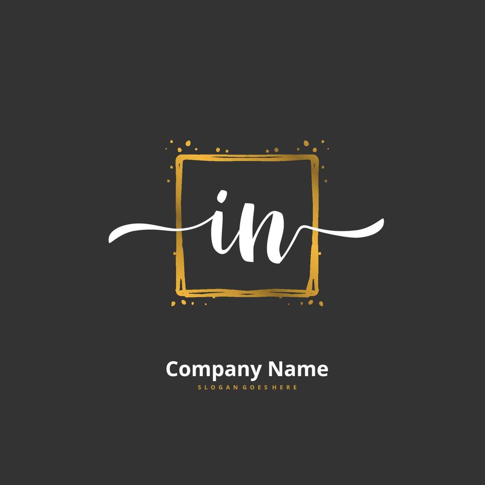 IN Initial handwriting and signature logo design with circle. Beautiful design handwritten logo for fashion, team, wedding, luxury logo. vector