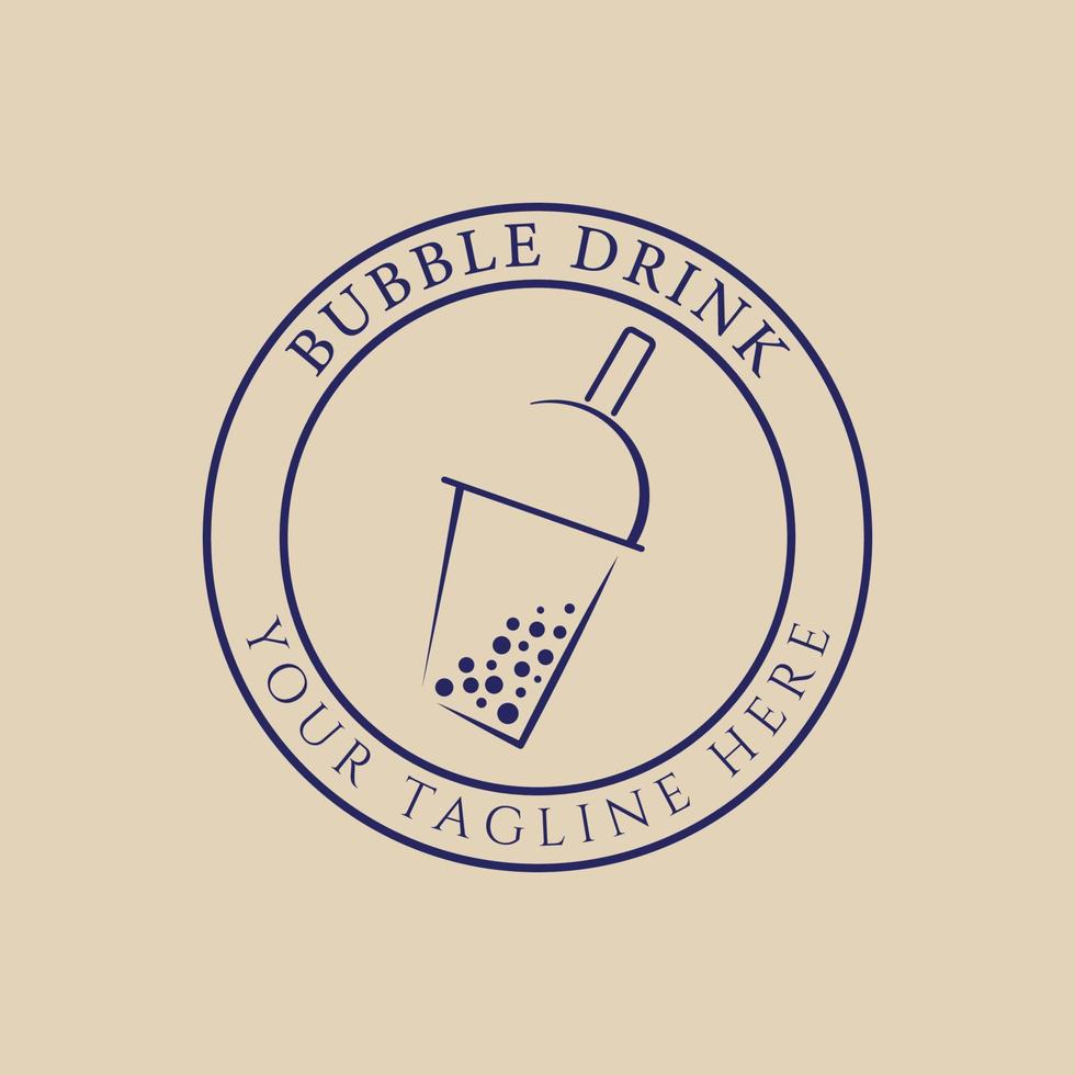 logotipo, icono y símbolo de arte de línea de bebida de burbujas, con diseño de ilustración de vector de emblema