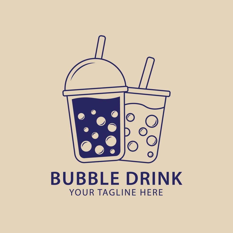 logotipo de arte de línea de bebida de burbujas, icono y símbolo, diseño de ilustración vectorial vector