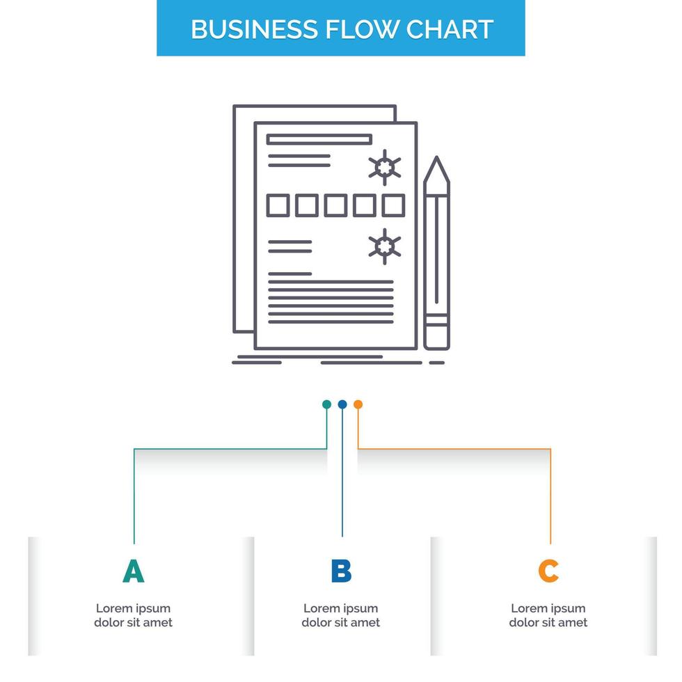 Component. data. design. hardware. system Business Flow Chart Design with 3 Steps. Line Icon For Presentation Background Template Place for text vector