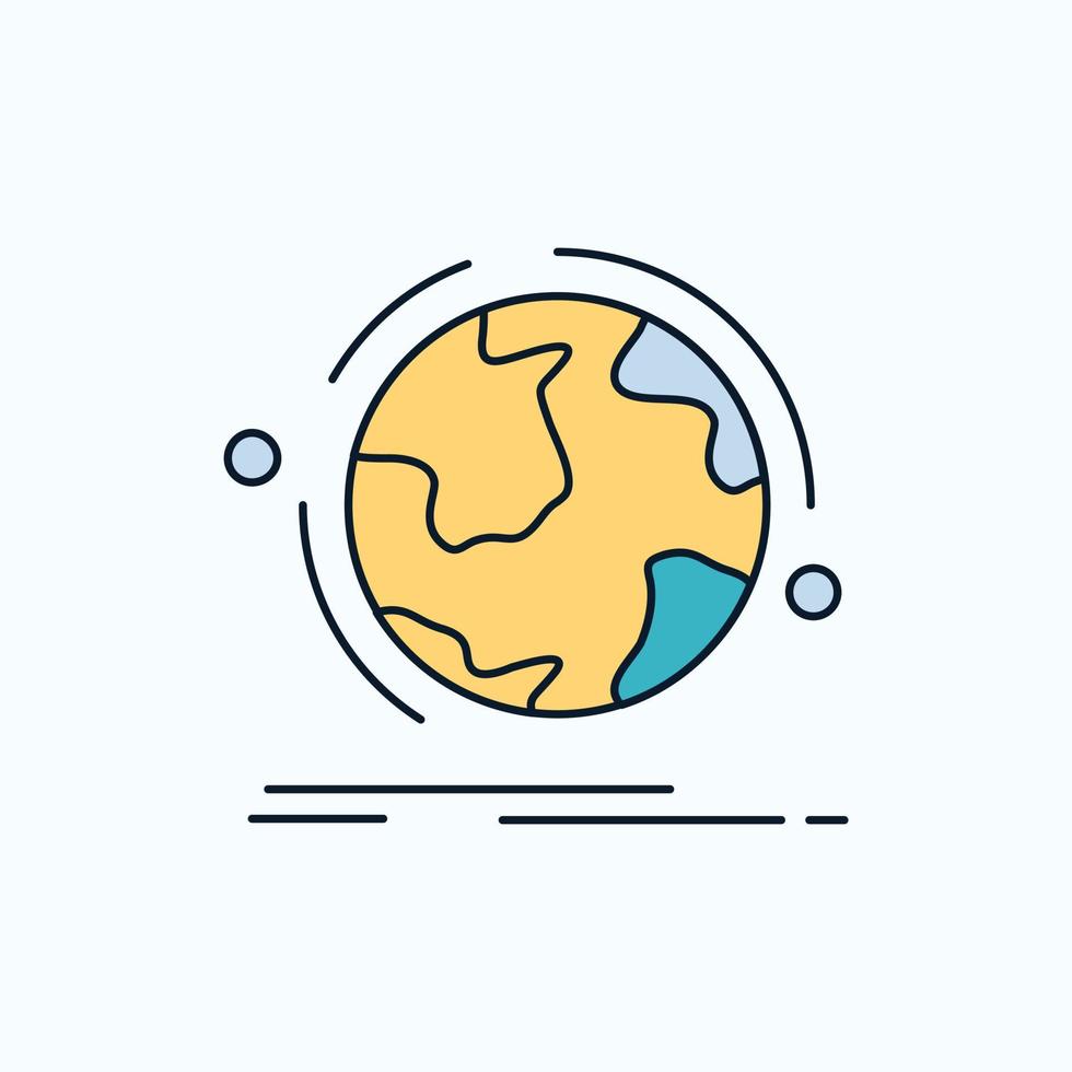 globe. world. discover. connection. network Flat Icon. green and Yellow sign and symbols for website and Mobile appliation. vector illustration