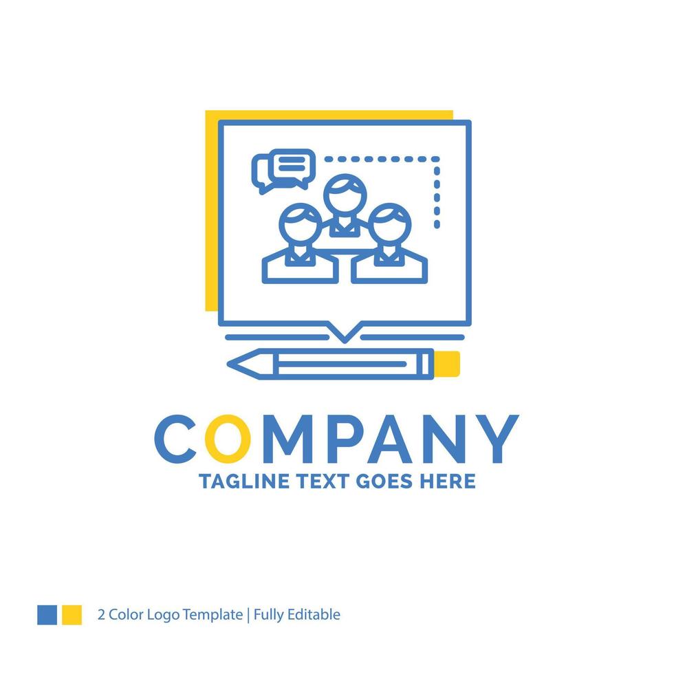 Analysis. argument. business. convince. debate Blue Yellow Business Logo template. Creative Design Template Place for Tagline. vector