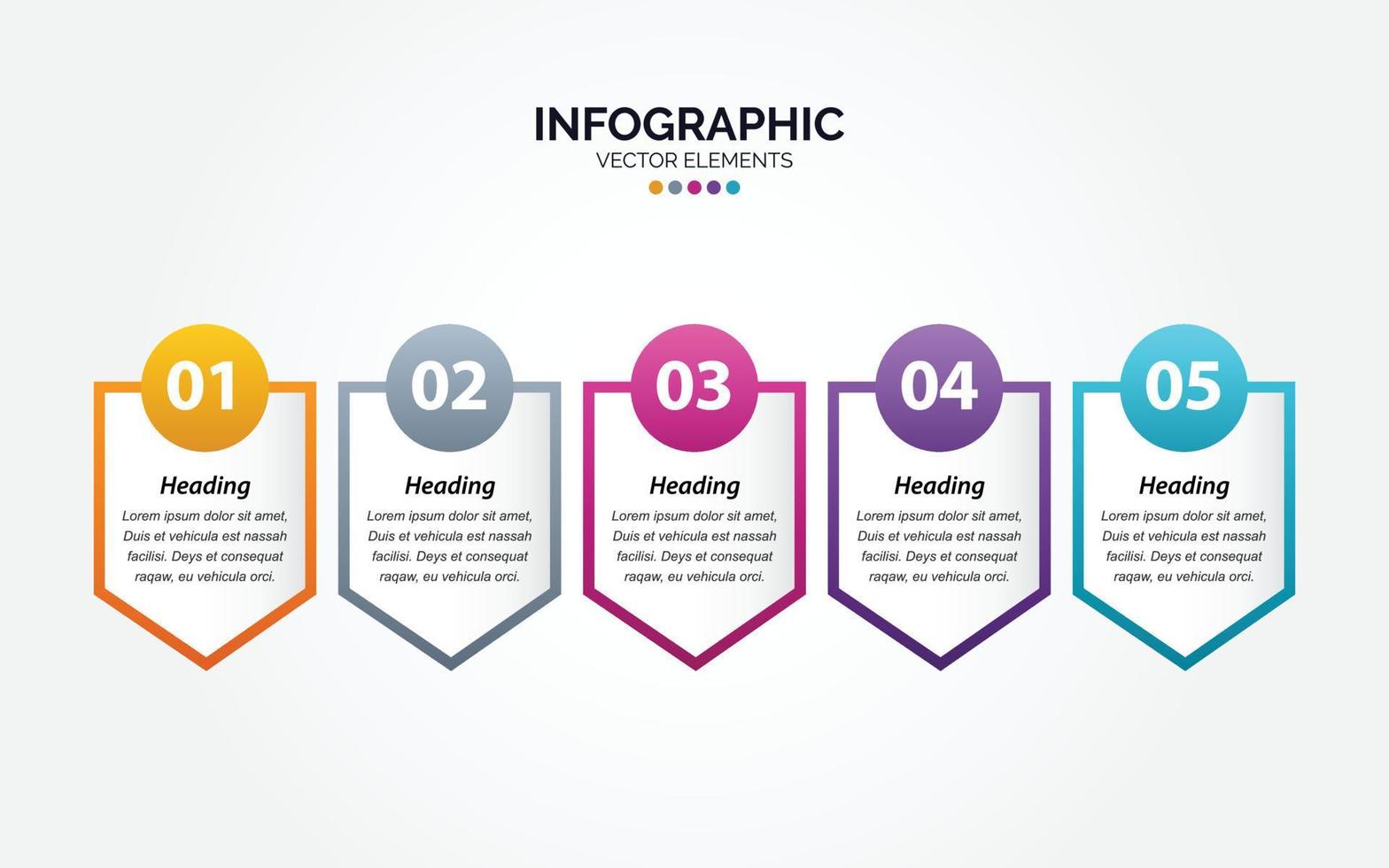 Plantilla de infografía horizontal de negocios de 5 pasos vector