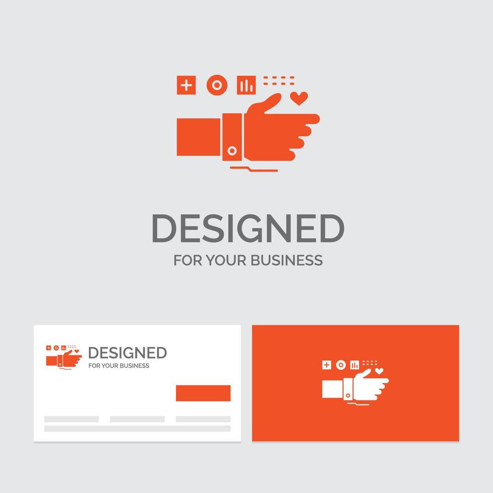Business logo template for Monitoring. Technology. Fitness. Heart. Pulse. Orange Visiting Cards with Brand logo template. vector