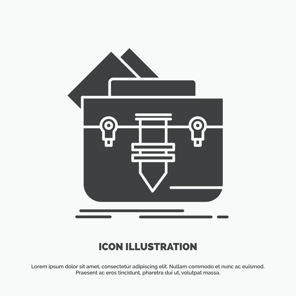 portfolio. Bag. file. folder. briefcase Icon. glyph vector gray symbol for UI and UX. website or mobile application
