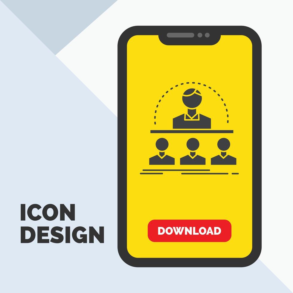 Business. coach. course. instructor. mentor Glyph Icon in Mobile for Download Page. Yellow Background vector