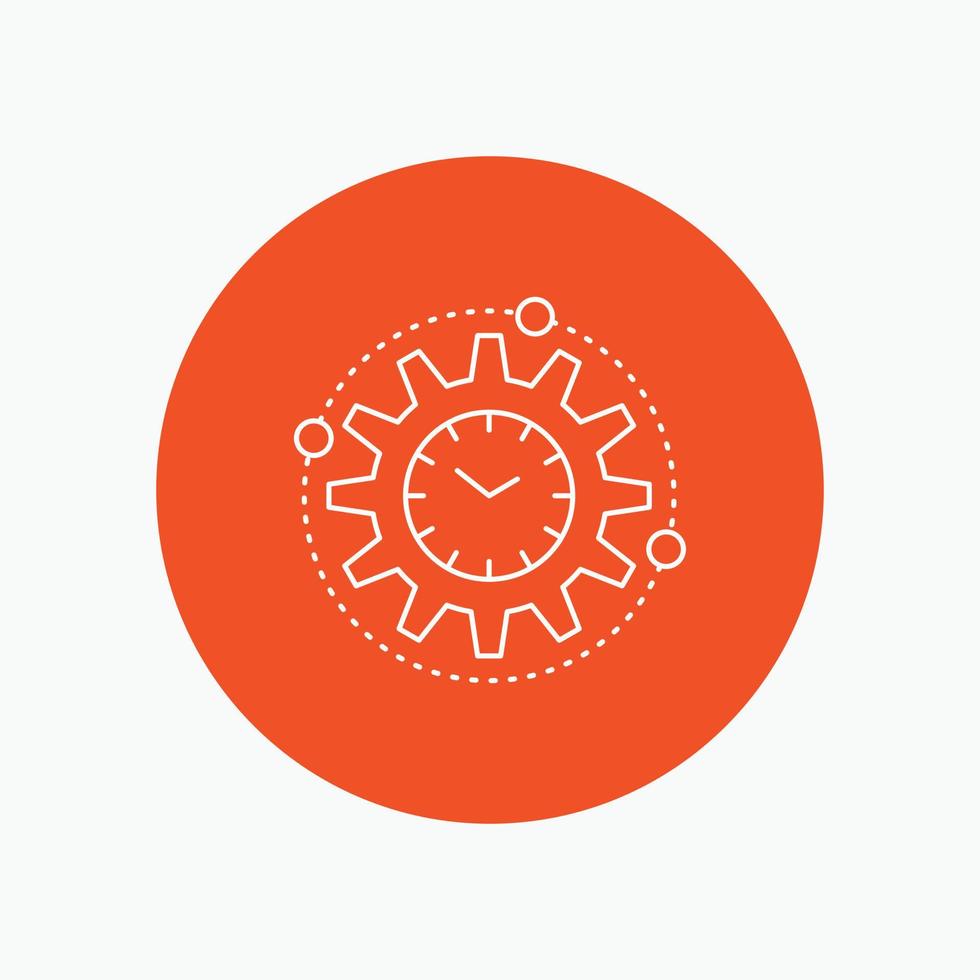 Efficiency. management. processing. productivity. project White Line Icon in Circle background. vector icon illustration