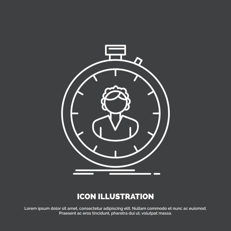 fast. speed. stopwatch. timer. girl Icon. Line vector symbol for UI and UX. website or mobile application