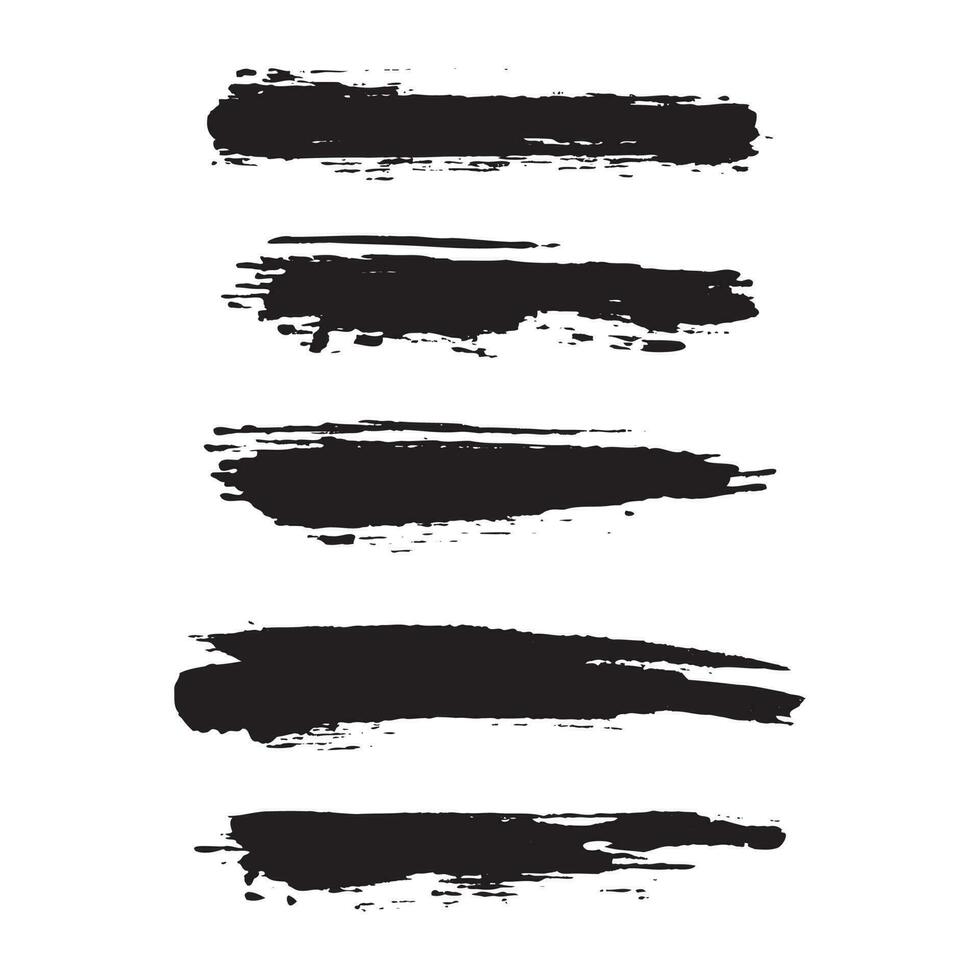 Hand drawn abstract black paint brush strokes collection vector