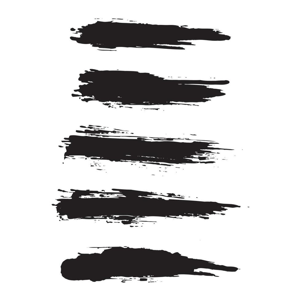 Black ink brush stroke collection vector