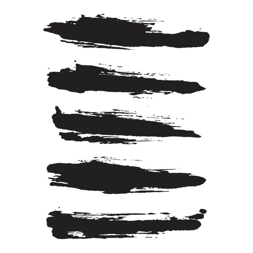 Hand drawn abstract black paint brush strokes collection vector