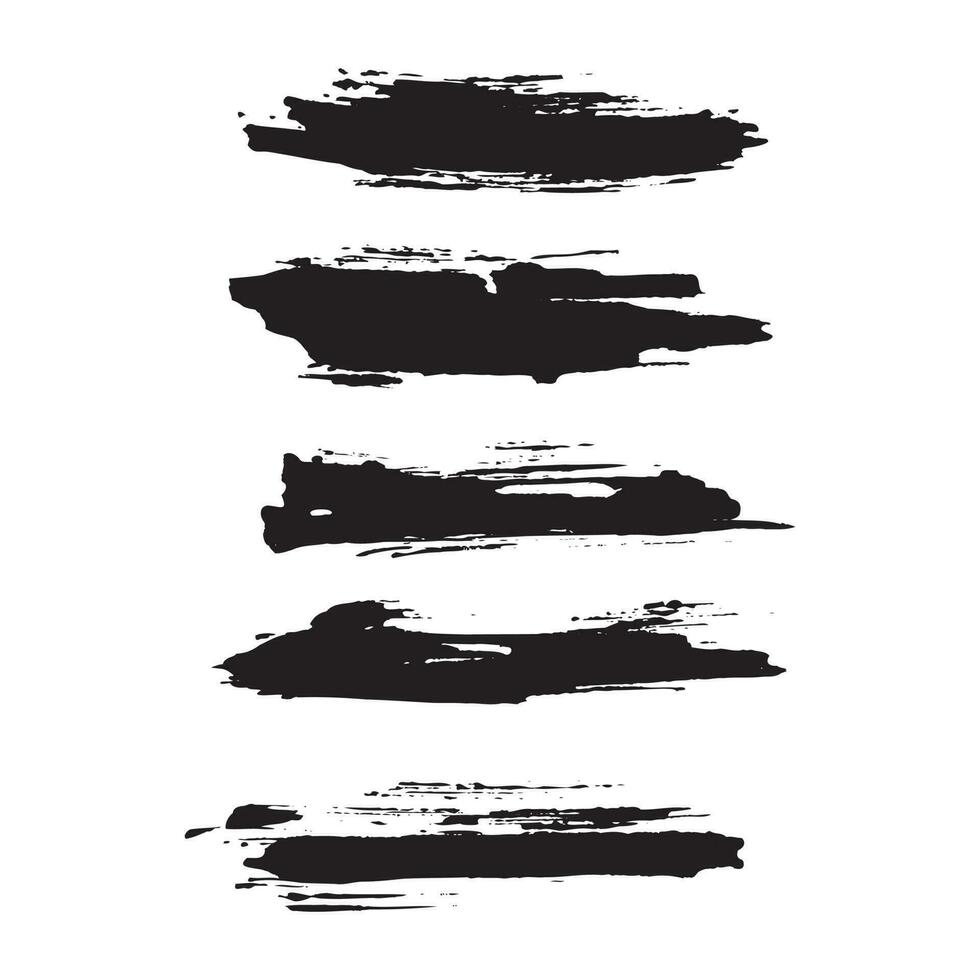 Black ink brush stroke collection vector