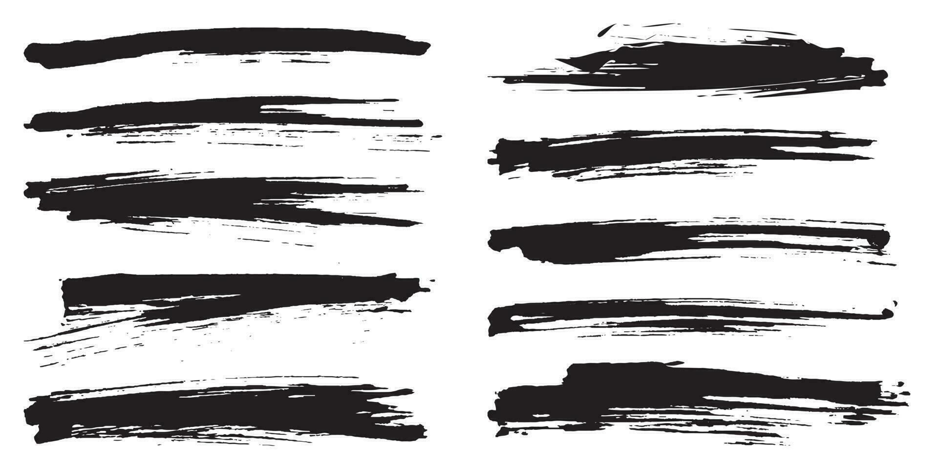 Abstract hand painted ink brush stroke set vector