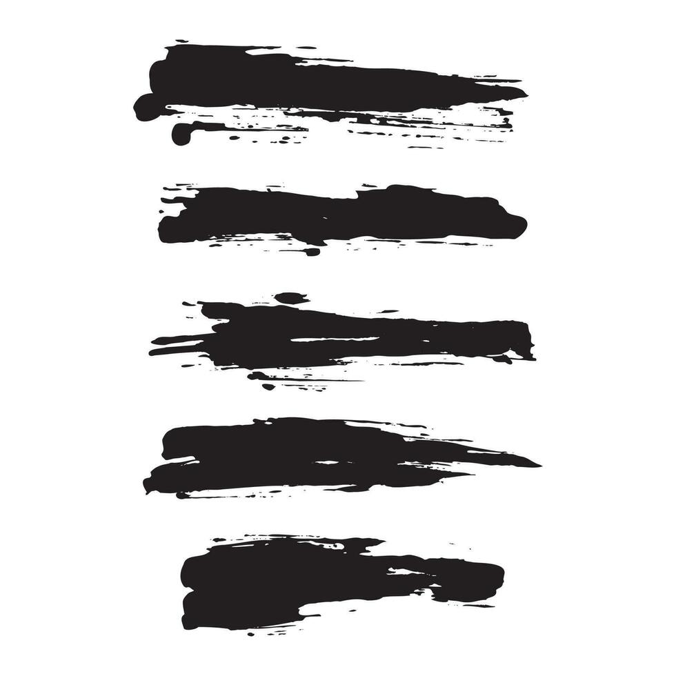 Hand drawn abstract black paint brush strokes collection vector