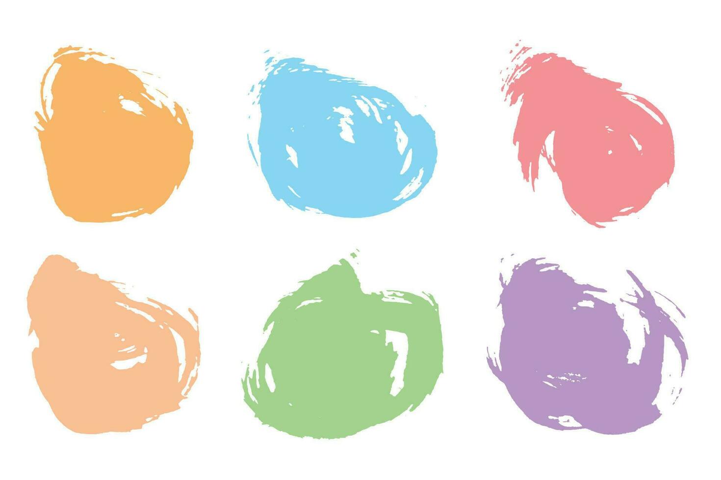 Colorful round shape ink brush stroke collection vector