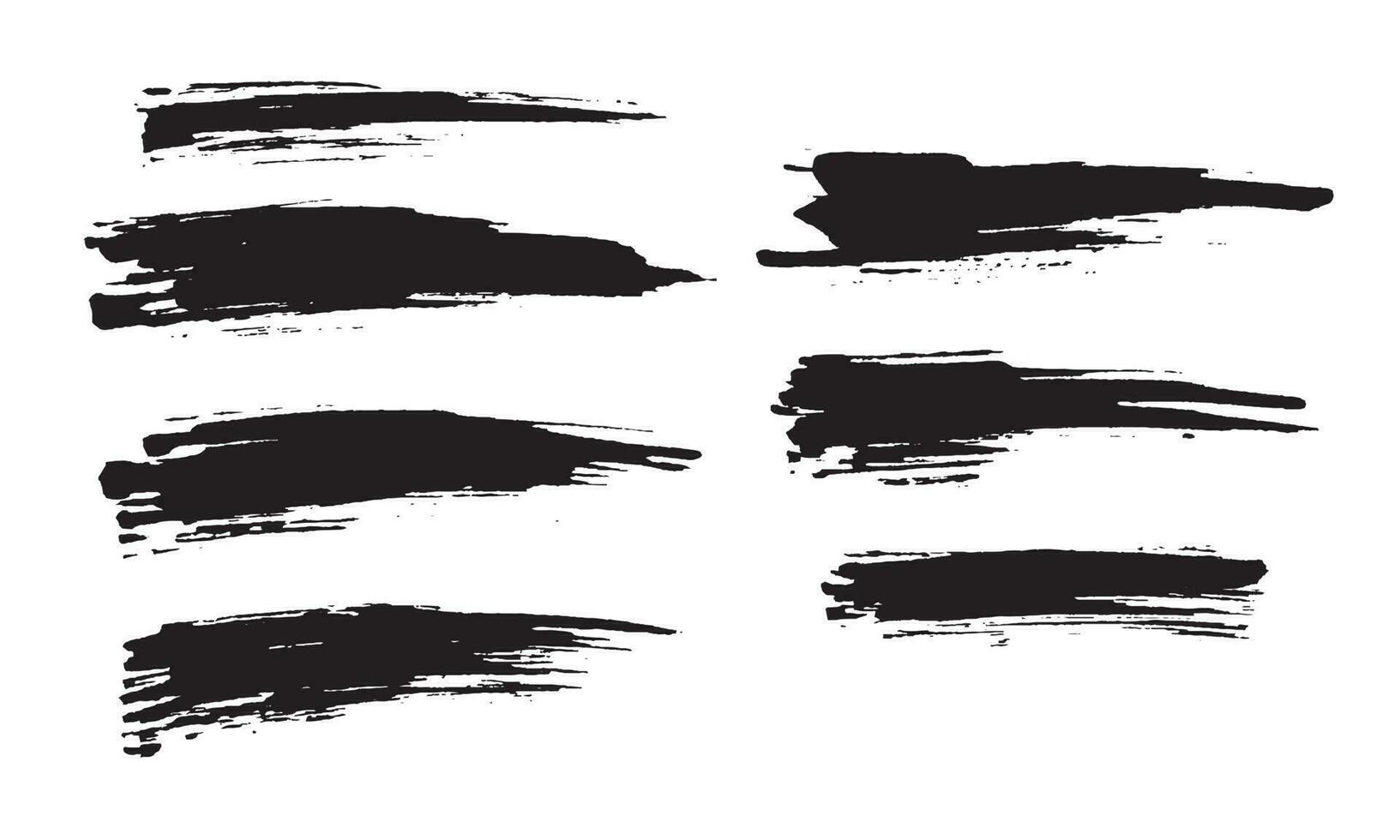 Isolated grunge ink brush stroke collection vector