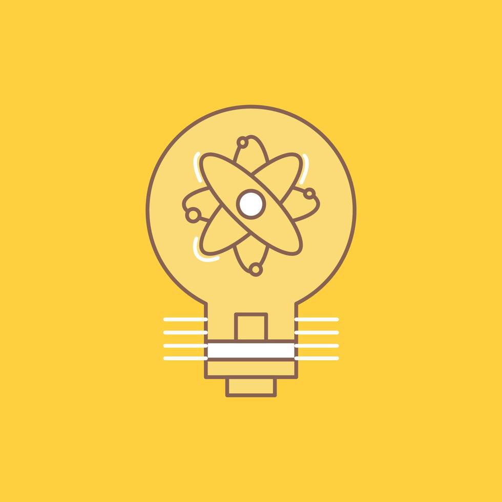 idea. innovation. light. solution. startup Flat Line Filled Icon. Beautiful Logo button over yellow background for UI and UX. website or mobile application vector