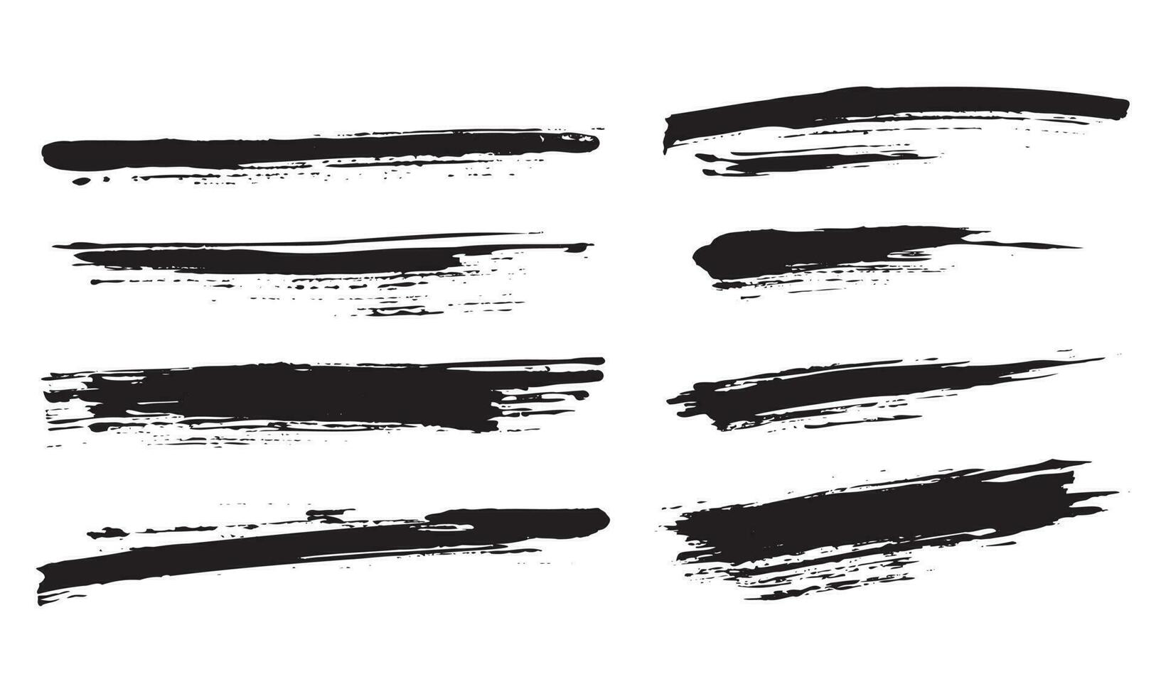 Hand drawn abstract black paint brush strokes collection vector