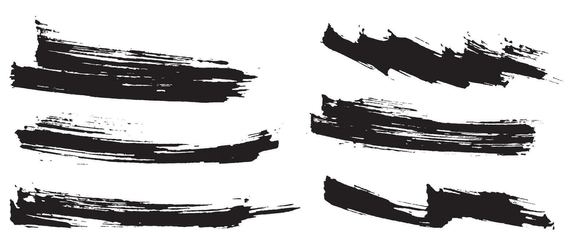 Black ink brush stroke collection vector