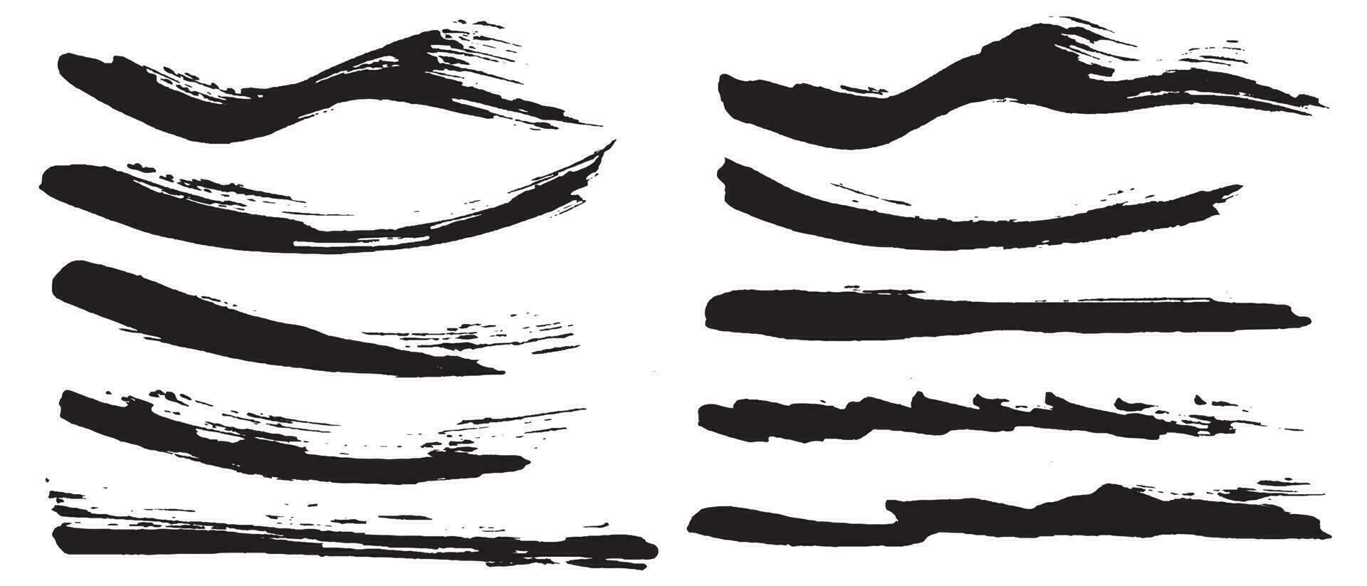 Hand drawn abstract black paint brush strokes collection vector