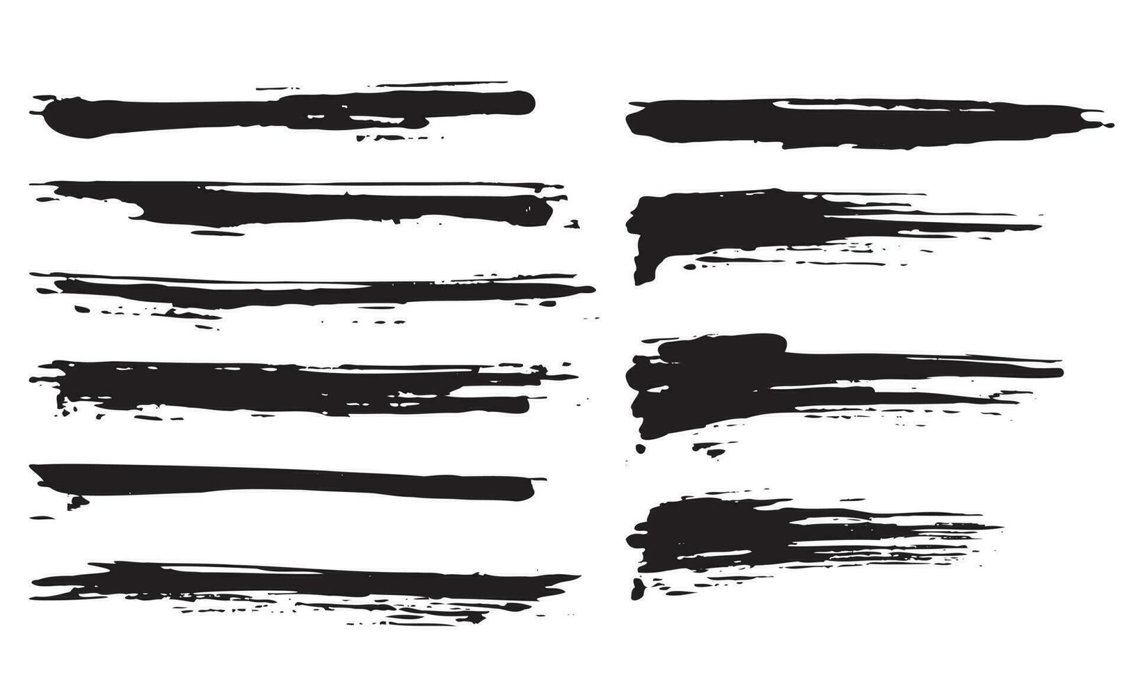 Hand drawn abstract black paint brush strokes collection vector