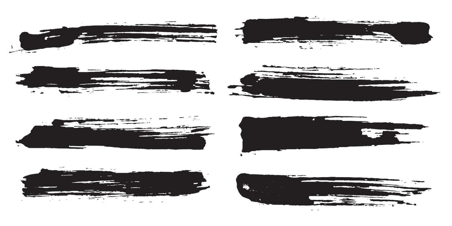 Abstract hand painted ink brush stroke set vector