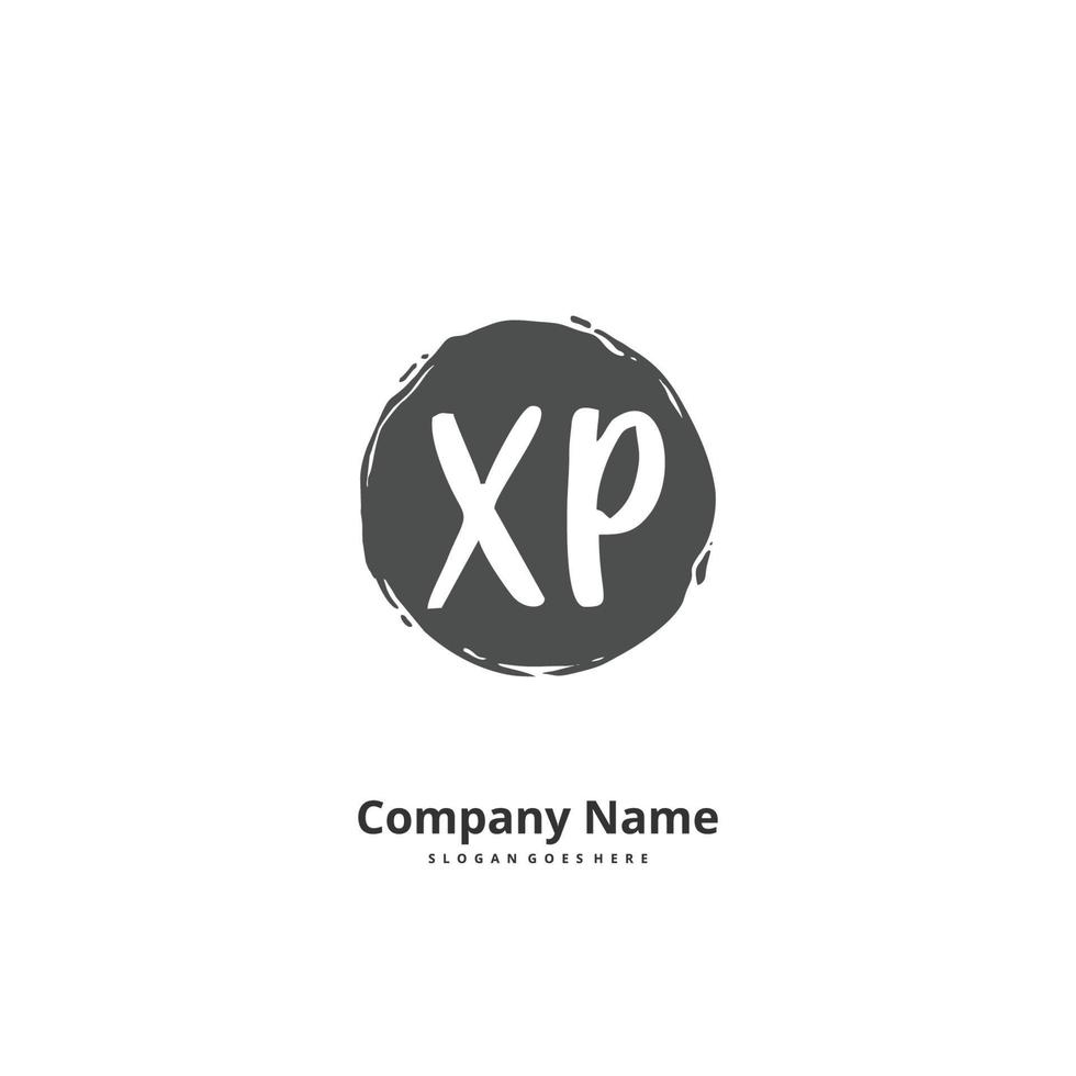 XP Initial handwriting and signature logo design with circle. Beautiful design handwritten logo for fashion, team, wedding, luxury logo. vector