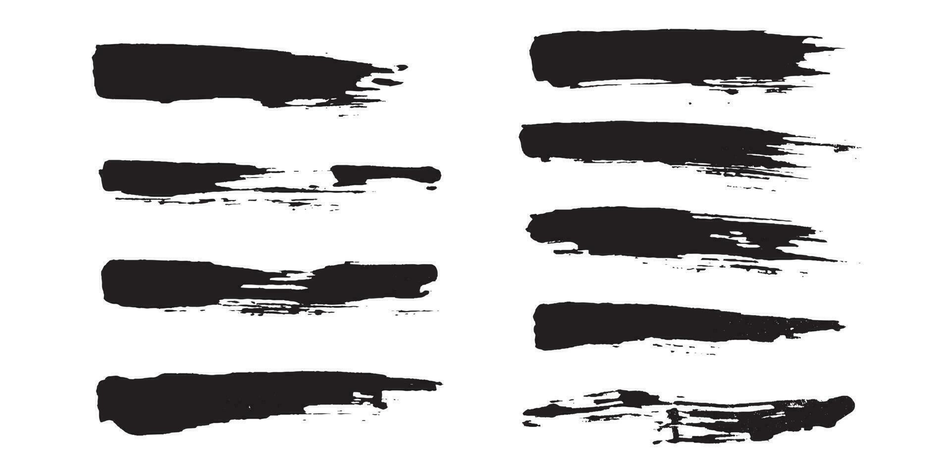 Abstract hand painted ink brush stroke set vector