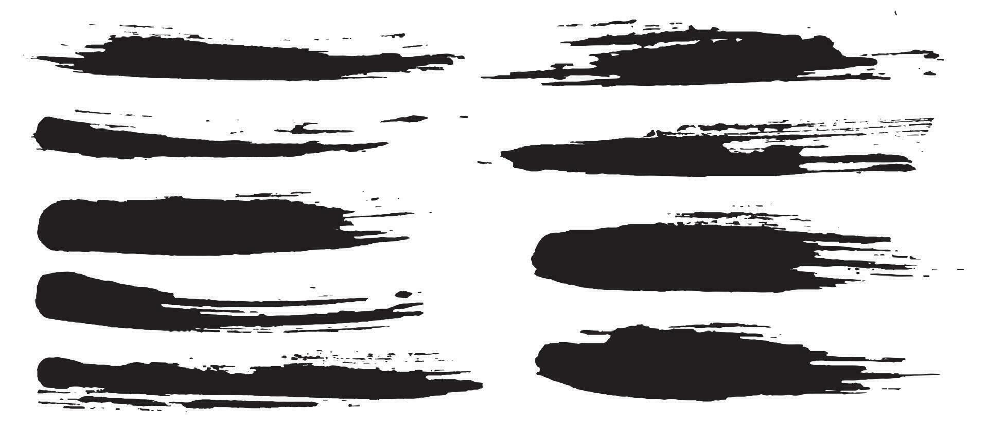 Hand drawn ink brush stroke set vector