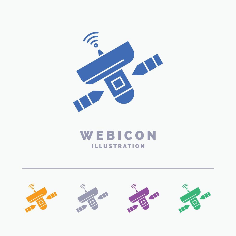 satellite. antenna. radar. space. Signal 5 Color Glyph Web Icon Template isolated on white. Vector illustration