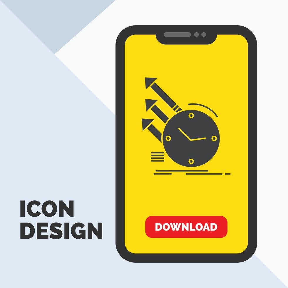 detection. inspection. of. regularities. research Glyph Icon in Mobile for Download Page. Yellow Background vector