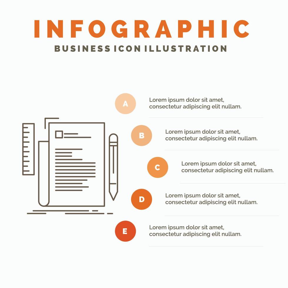 código. codificación. expediente. programación. plantilla de infografía de guión para sitio web y presentación. icono de línea gris con ilustración de vector de estilo infográfico naranja