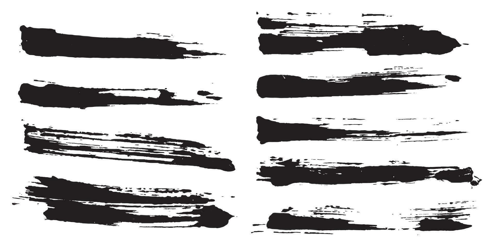 Hand drawn ink brush stroke set vector