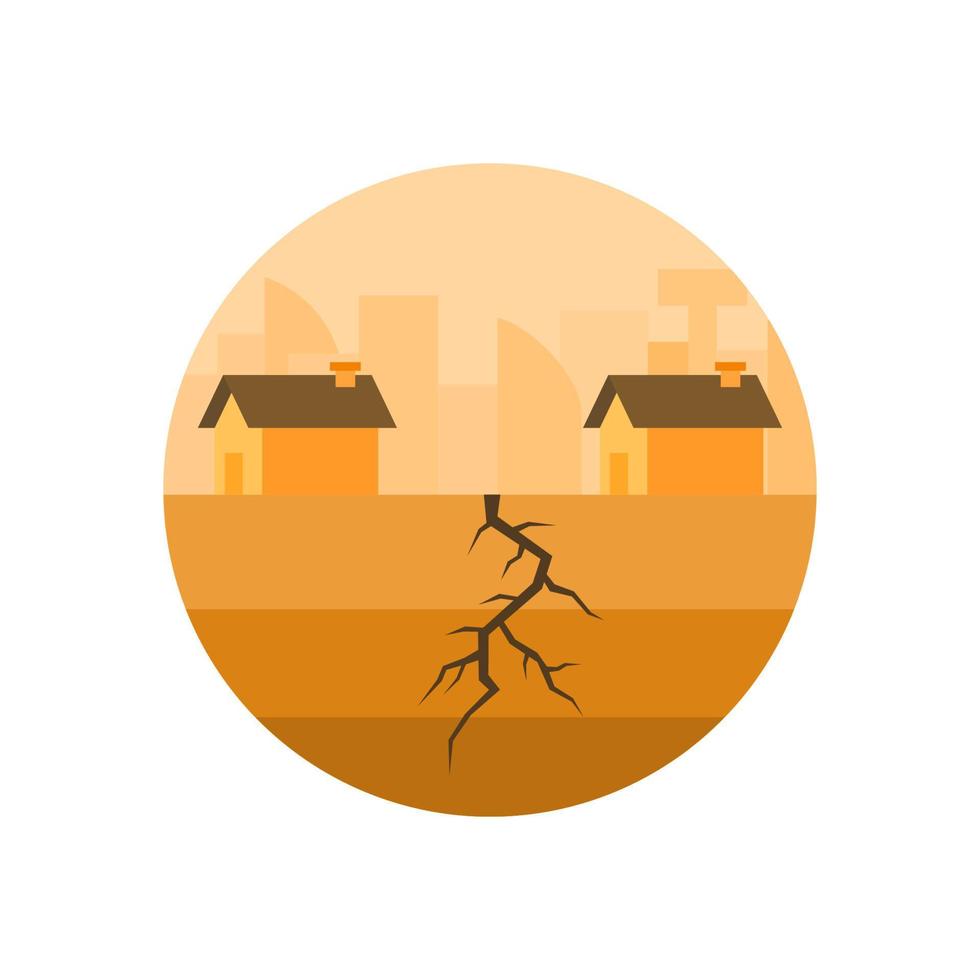 Earthquake with Ground Crack Damage Icon Vector Natural Disaster Illustration Design