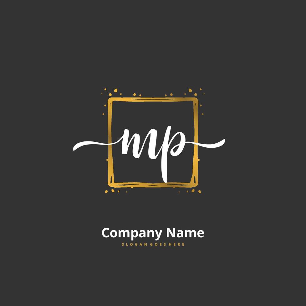 MP Initial handwriting and signature logo design with circle. Beautiful design handwritten logo for fashion, team, wedding, luxury logo. vector