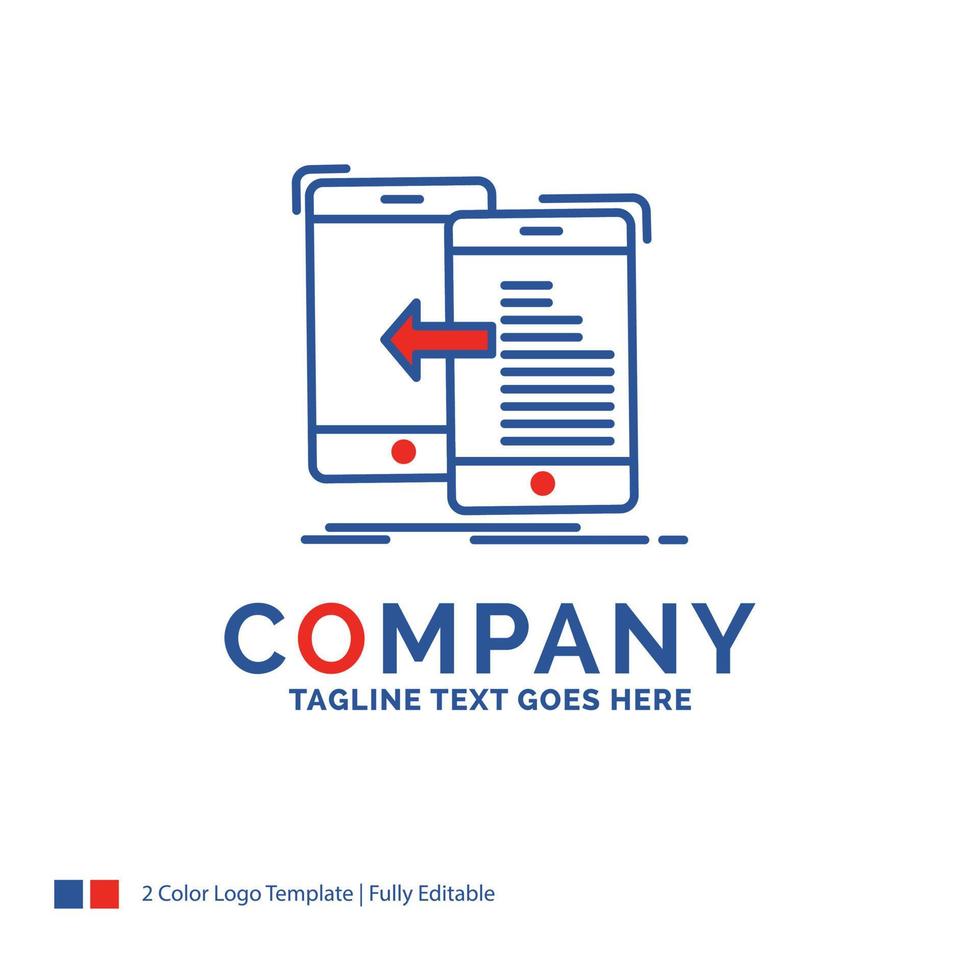 Company Name Logo Design For data. transfer. mobile. management. Move. Blue and red Brand Name Design with place for Tagline. Abstract Creative Logo template for Small and Large Business. vector