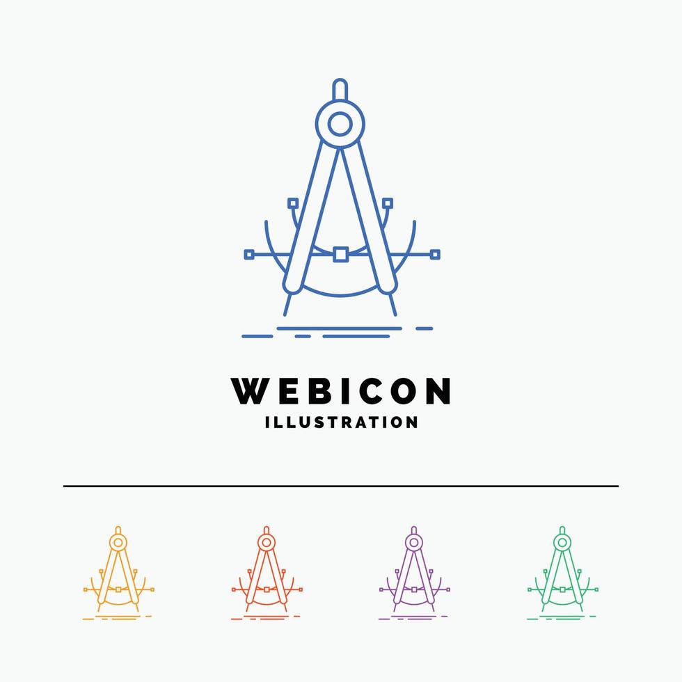 Precision. accure. geometry. compass. measurement 5 Color Line Web Icon Template isolated on white. Vector illustration