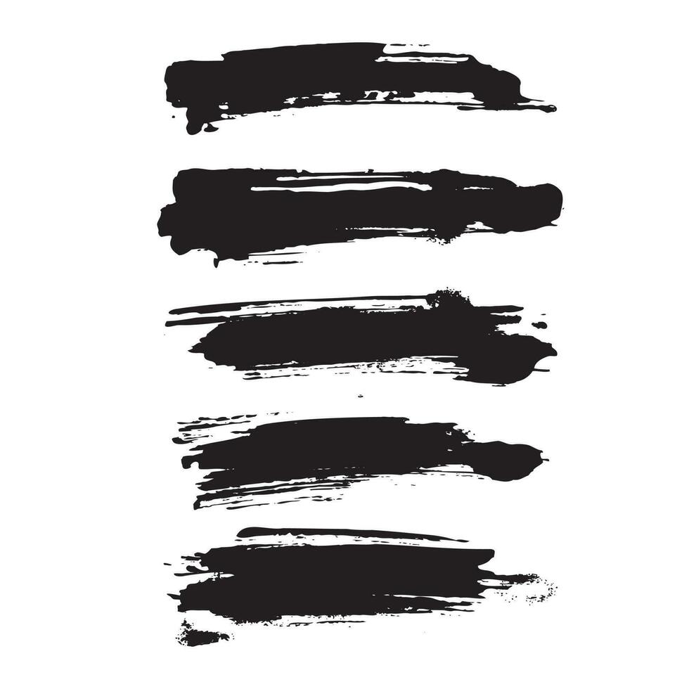 Black ink brush stroke collection vector