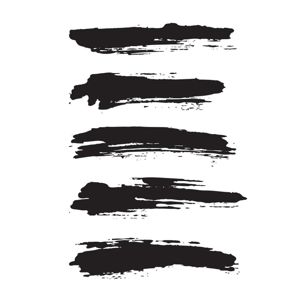 Isolated grunge ink brush stroke collection vector