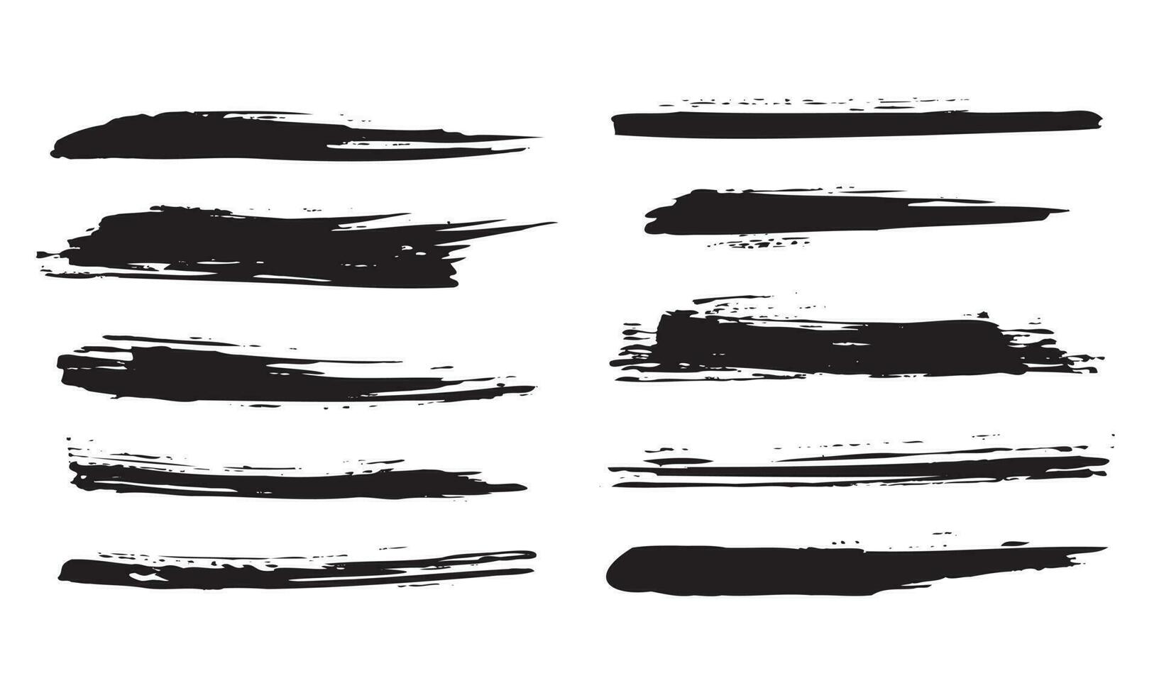 Abstract hand painted ink brush stroke set vector