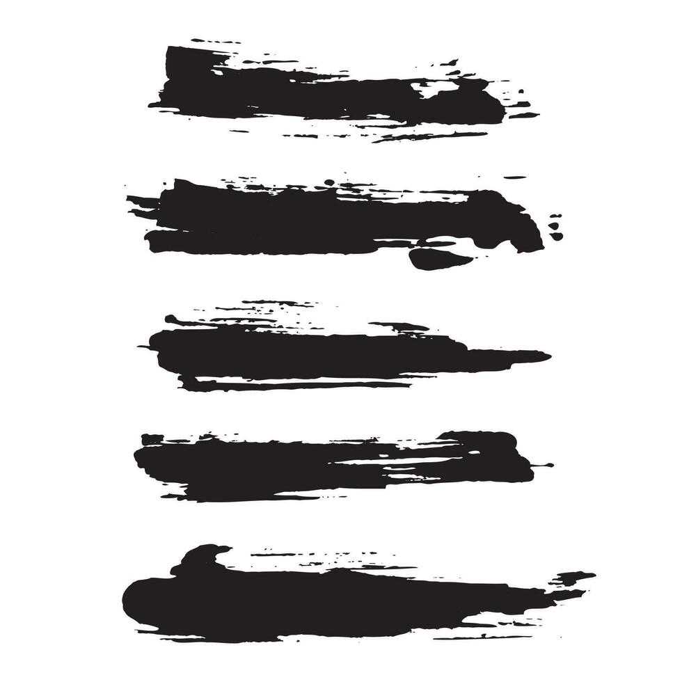 Hand drawn abstract black paint brush strokes collection vector