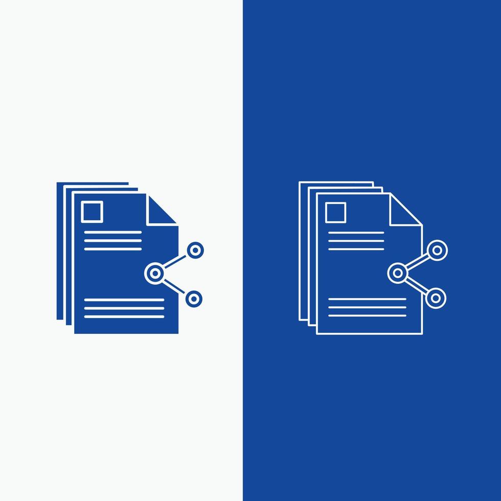 content. files. sharing. share. document Line and Glyph web Button in Blue color Vertical Banner for UI and UX. website or mobile application vector