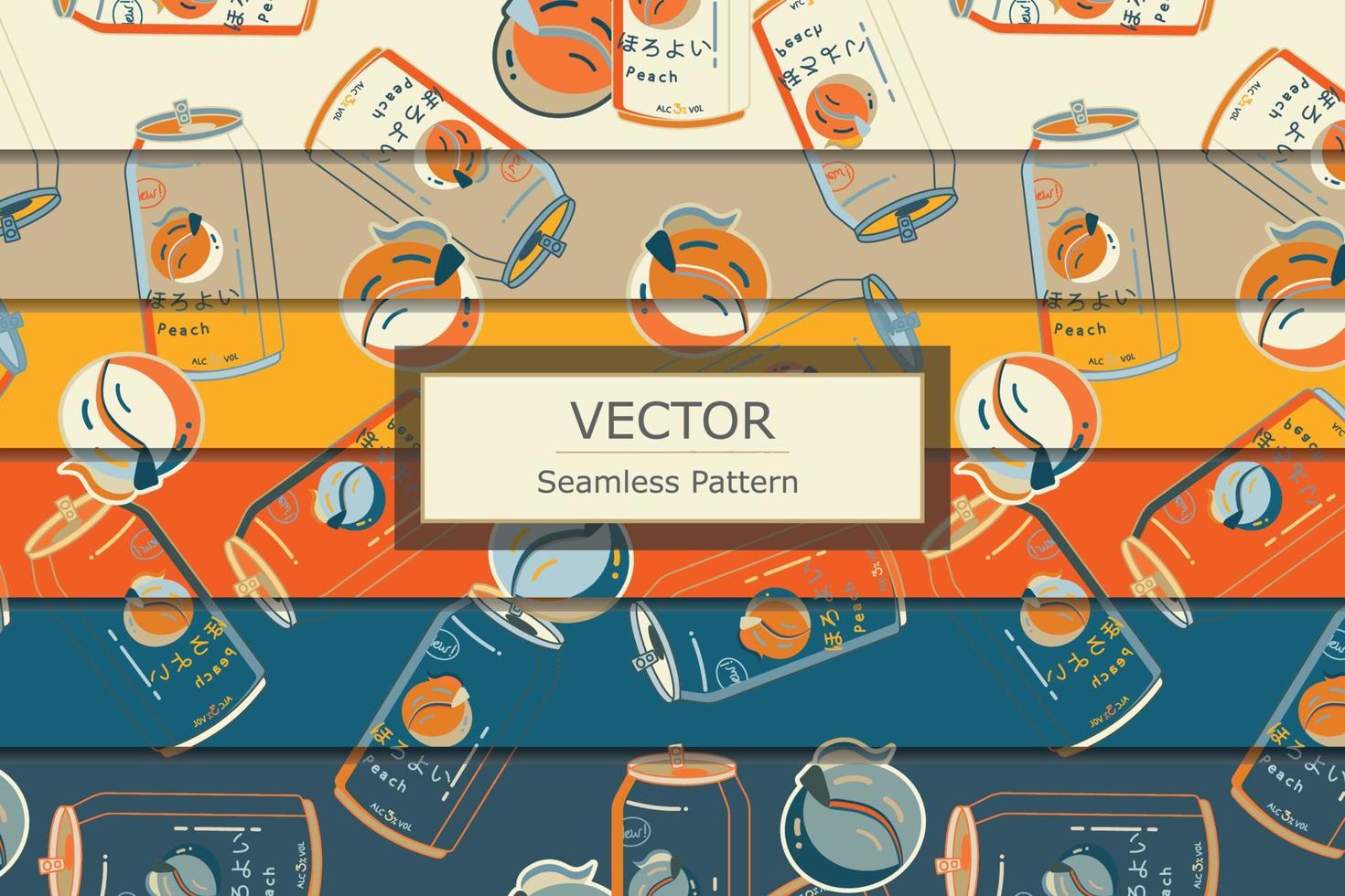 Vector soda can drink colorful background seamless repeat pattern set design